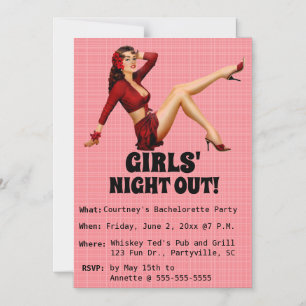 Editable Retro Girl Girl Night Out Invitation
