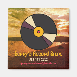Editable Retro Vinyl Magnet für Branding