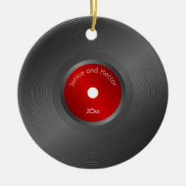 Editable Retro Vinyl Record Christmas Keramik Ornament