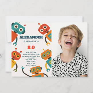 Editable Robot Birthday Einladung für Kinder
