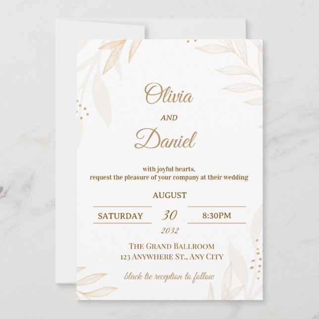 Editable Romantic Wedding Invitation  (Devant)