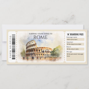 Editable Rome Boarding Pass Flugzeug Ticket Einladung