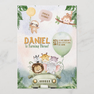 Editable Safari Birthday Invitation Einladung
