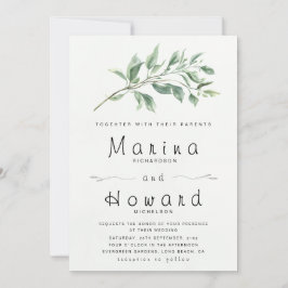 Editable Sage Green Botanical Wedding Invitation  Einladung