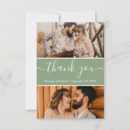 Editable Sage Green Wedding Fotos Vielen Dank Dankeskarte
