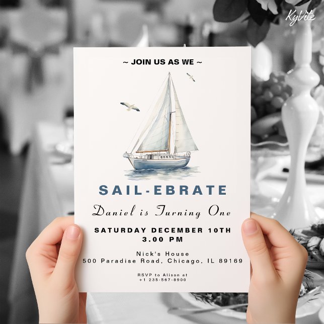 Editable Sail-Ebrate Sailboat Birthday Einladung (Von Creator hochgeladen)