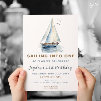 Editable Sailboat Birthday Einladung - Blau