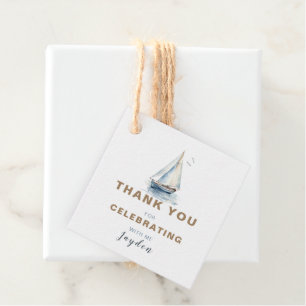 Editable Sailboat Square Danke Tag - Blau Geschenkanhänger