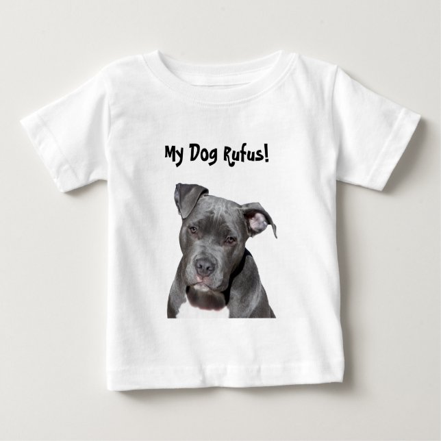 Editable schwarzes Pitbull Baby T-shirt (Vorderseite)