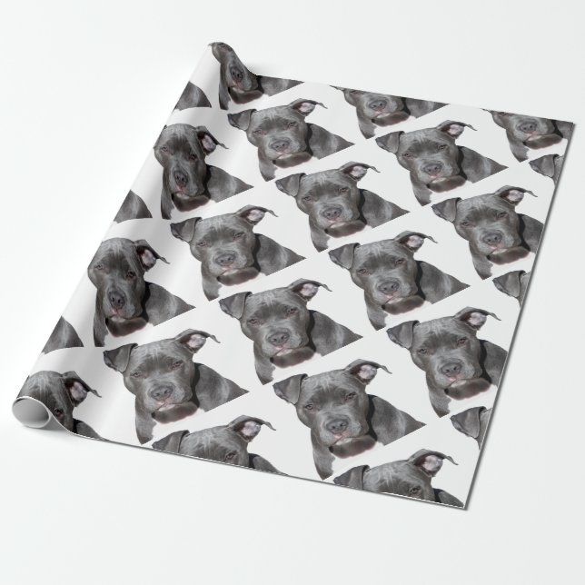 Editable schwarzes Pitbull Geschenkpapier (Ungerollt)