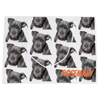 Editable schwarzes Pitbull Große Geschenktüte