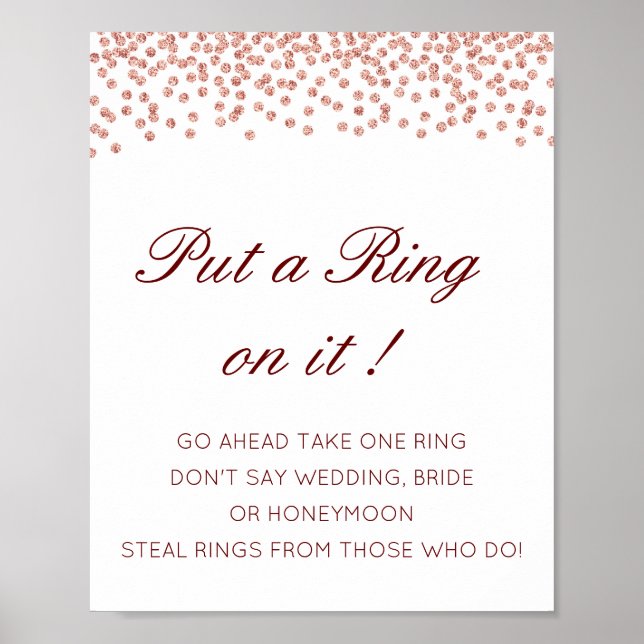 Editable Setzen Sie einen Ring auf das Brautparty  Poster (Vorne)