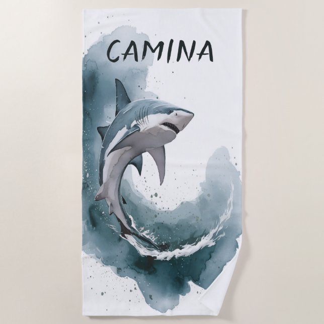 Editable Shark Strandtuch (Vorderseite)
