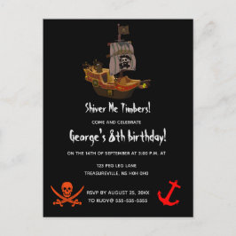 Editable Shiver Me Timbers Pirate Einladungspostkarte