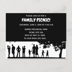 Editable Silhouette Picknick-Einladung Einladungspostkarte