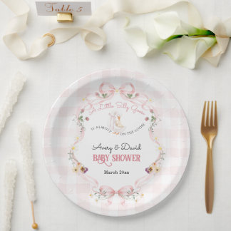 Editable Silly Goose Baby Shower Pink Bow Pappteller