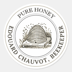 Editable Skep Honey Kraft Honey Jar Lid Label Runder Aufkleber