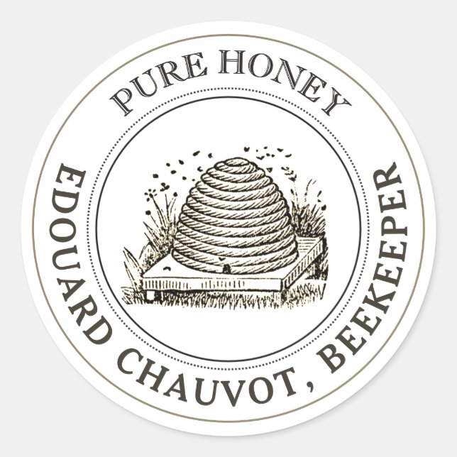 Editable Skep Honey Kraft Honey Jar Lid Label Runder Aufkleber (Vorderseite)