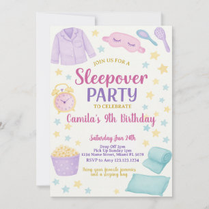 Editable Sleepover Geburtstagsparty Einladung