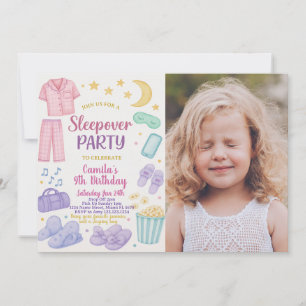 Editable Sleepover Geburtstagsparty Einladung