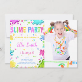 Editable Slime Birthday Einladung mit Foto