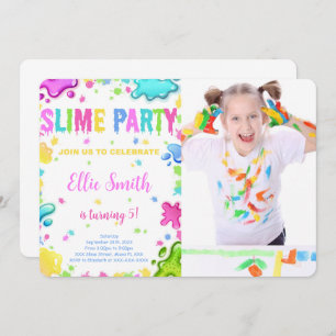 Editable Slime Birthday Einladung mit Foto