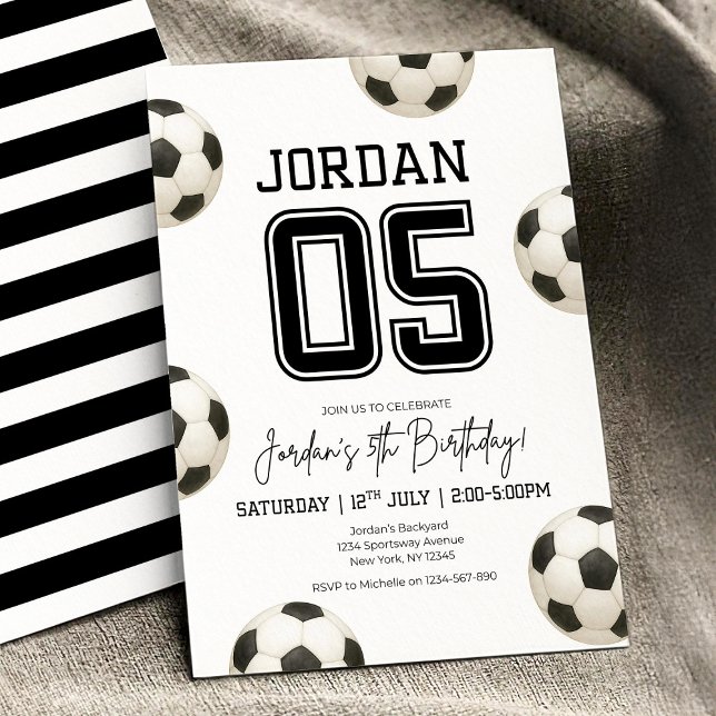 Editable Soccer Birthday Boho Football Soccer Boy Einladung (Von Creator hochgeladen)