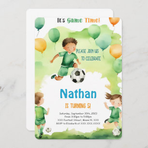 Editable Soccer Birthday Party Einladung