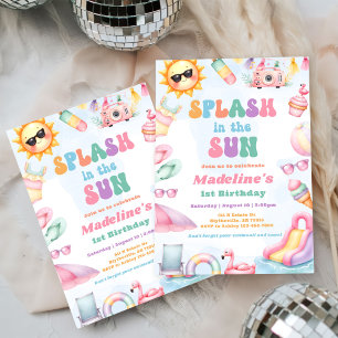 Editable Sommerpause bei der Sun Birthday Party Einladung