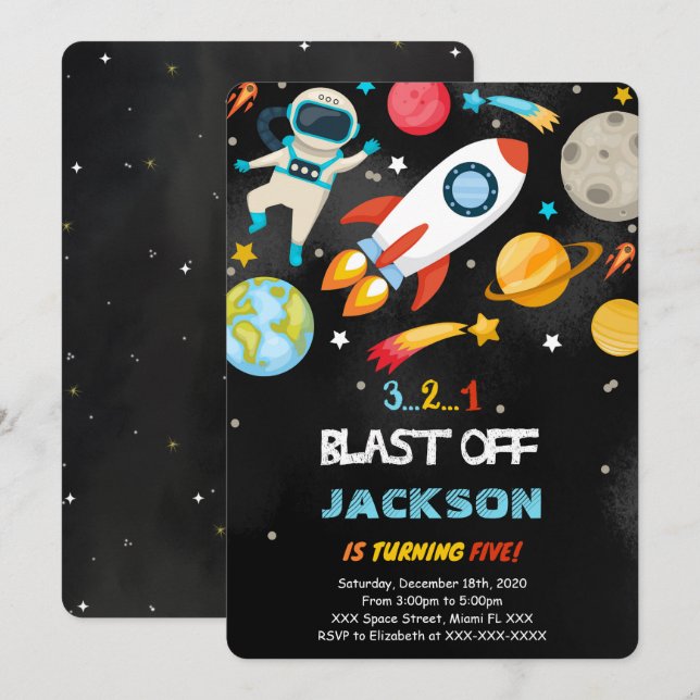 Editable Space Einladungen (Vorne/Hinten)