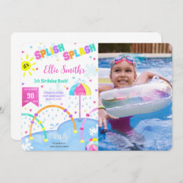 Editable Splash Pad Geburtstag Foto Einladung