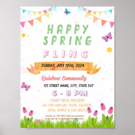 Editable Spring Flying School Flyer Poster