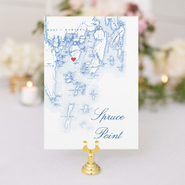 Editable Spruce Point Maine Wedding Table Cards Einladung
