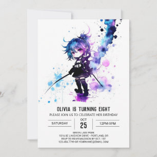Editable Spy Ninja Digital Girl Birthday Einladung