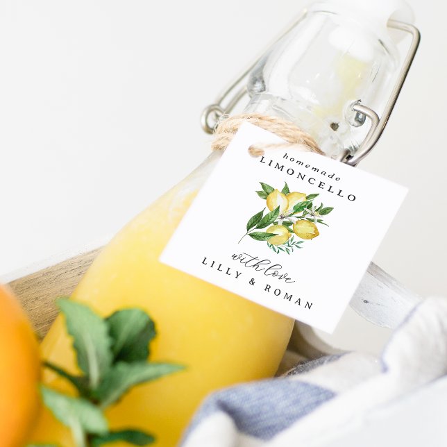 Editable Square Limoncello Flasche Geschenkanhänger (Von Creator hochgeladen)