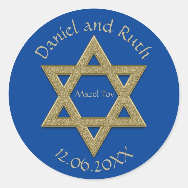 Editable Star von David Mazel Tov Gastgeschenk Hoc Runder Aufkleber (Vorderseite)