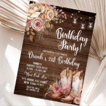 Editable südwestliche rustikale Cowgirl Geburtstag