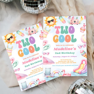 Editable Summer Two Cool 2nd Birthday Party  Einladung