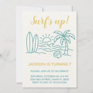 Editable Surf's Up Birthday Einladung
