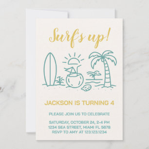 Editable Surf's Up Birthday Party Einladung