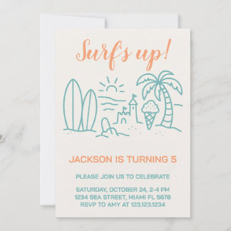 Editable Surf's Up Birthday Party Einladung
