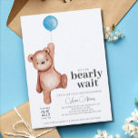 EDITABLE Teddy Bear Boy Baby Dusche Einladung<br><div class="desc">Eine Babydusche "wir können frühzeitig warten" Einladung mit einem Teddybär und einem blauen Ballon für einen kleinen Jungen. Matching Artikel in der Teddy Bear Baby Shower Theme Kollektion erhältlich.</div>