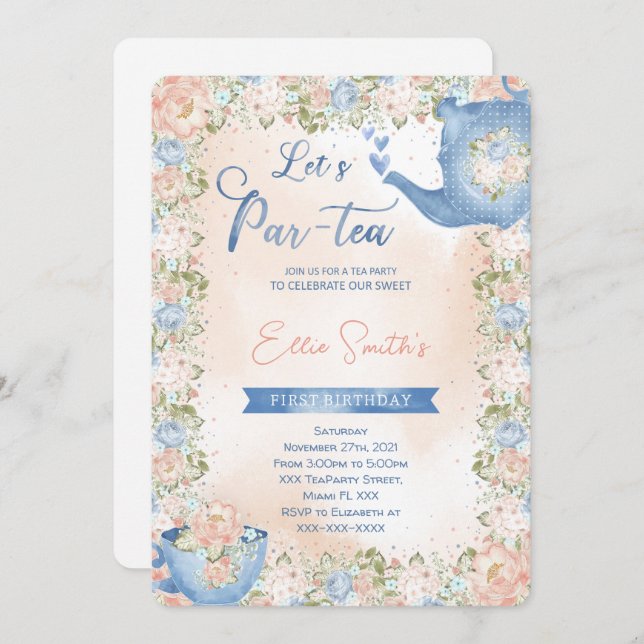 Editable Tee-Party Einladung (Vorne/Hinten)