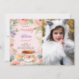 Editable Tee Party Geburtstagsparty Foto Einladung