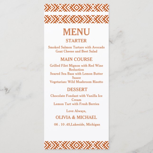 Editable Template African Print Wedding Menu (Devant)