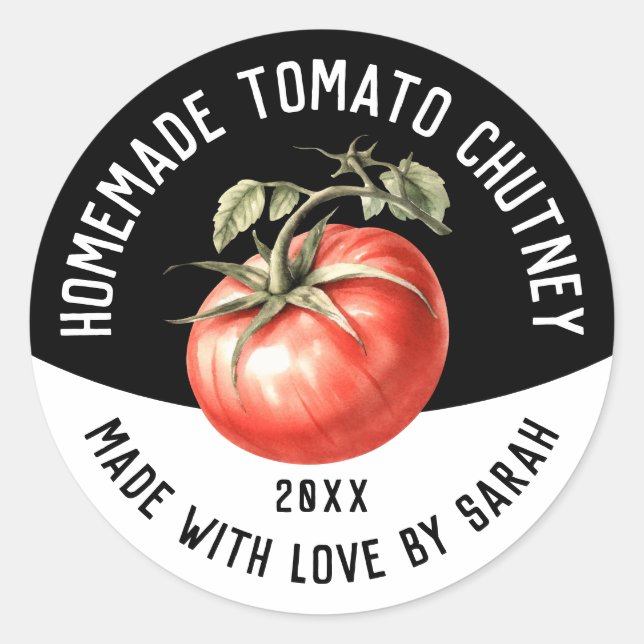 Editable Tomato Chutney Homemade Reserve Runder Aufkleber (Vorderseite)