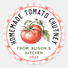 Editable Tomato Chutney Label Aquarell Tomate Runder Aufkleber