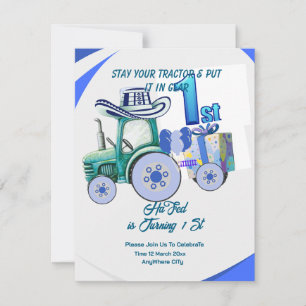 Editable Tractor Birthday Einladung, Green Tracto Einladung