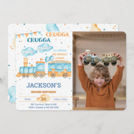 Editable Train Birthday Foto Einladung