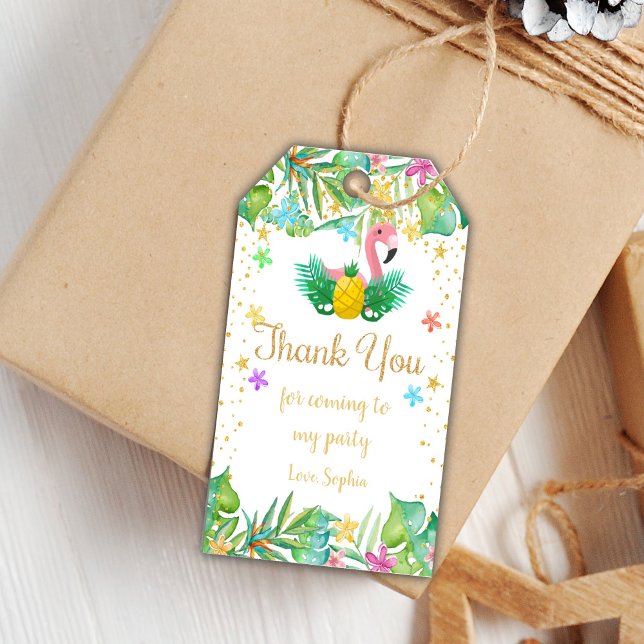 Editable Tropical Birthday Party favorisierte Labe Geschenkanhänger (Flamingo Gift Tags)
